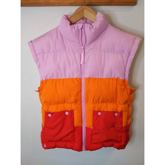 LEGO Target Collaboration Colorblock Puffer Vest Women's M Pink Orange Red - Picture 4 of 12